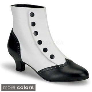 Bordello Women's 'FLORA-1023' Heel Button Spat Ankle Boots
