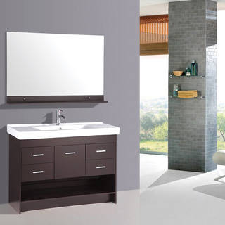 47.5-inch Espresso Single Sink Vanity Cabinet Set with Mirror and Faucet