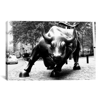iCanvas 'Wall Street Bull Black and White' Photographic Canvas Art Print