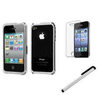 INSTEN Chrome Phone Case Cover/ Stylus/ LCD Protector for Apple iPhone 4/ 4S