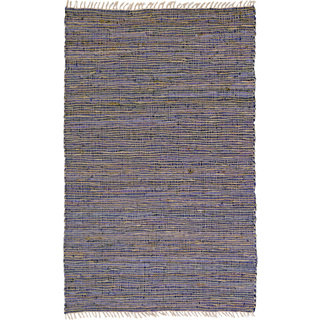 Hand-woven Matador Purple Leather and Hemp Rug (8' x 10')