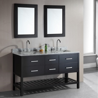 Design Element London 61-Inch Double Sink Espresso Bathroom Vanity Set