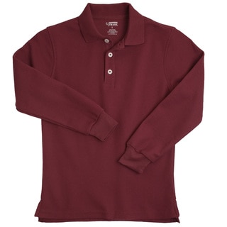 French Toast Children's Long Sleeve Pique Burgundy Polo Shirt
