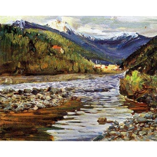 'Landscape River and Mountain' Canvas Print Art