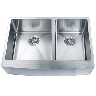 BOANN Handmade Apron Front Dual Bowl Undermount 304 Stainless Steel Kitchen Sink