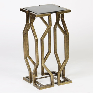 Geometric Accent Table with Granite Top