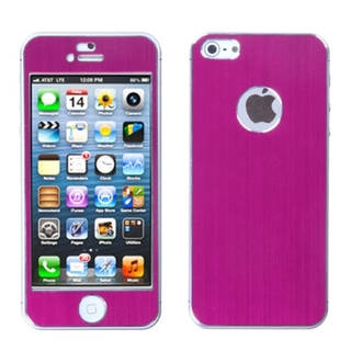 INSTEN Hot Pink/ Brushed Metal Shield Phone Case for Apple iPhone 5/ 5S/ SE