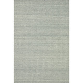 Hand-woven Poplin Aqua Wool/ Cotton Rug ( 7'10 x 11)
