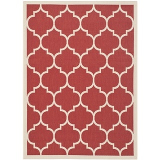 Safavieh Indoor/ Outdoor Courtyard Trellis-pattern Red/ Bone Rug (5'3'' x 7'7'')