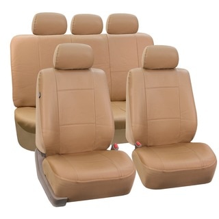 FH Group PU Leather Tan Airbag Compatible Car Seat Covers (Full Set)