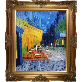Vincent Van Gogh 'Cafe Terrace at Night' Hand Painted Framed Canvas Art