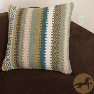 Christopher Knight Home Padma Green Wool Stripe Pillow