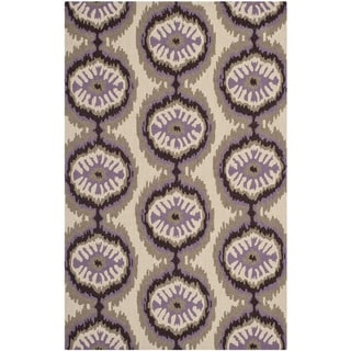 Safavieh Hand-hooked Indoor/Outdoor Four Seasons Beige/ Purple Rug (5' x 8')