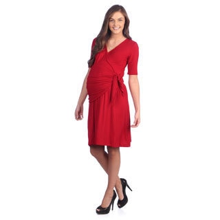 Ashley Nicole Maternity Women's Petite Red Crossover Adjustable Wrap Dress (S)