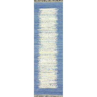 nuLOOM Handmade Abstract Border Flatweave Cotton Runner Rug (2'6 x 8')