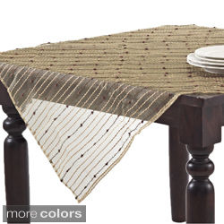 Sheer Table Topper with Fuzzy Stripes
