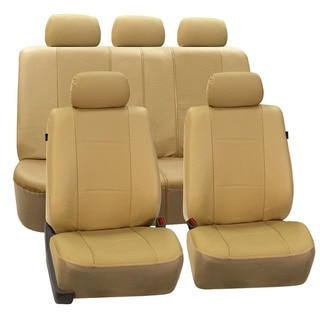 FH Group Deluxe Leatherette Beige Airbag Compatible Seat Covers (Full Set)