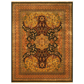 EORC Hand Knotted Wool Black Polonaise Rug (9' x 12')