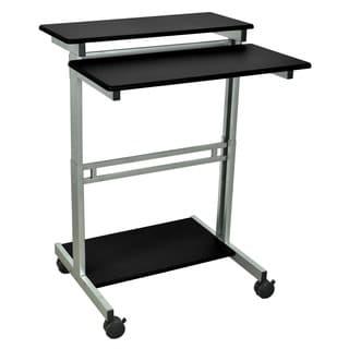 Luxor Mobile Stand-Up Computer Workstation Desk With Silver Gray Frame