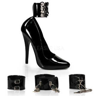 Pleaser Women's 'Domina-434' Black Patent Faux Leather Interchangeable Heel Pumps