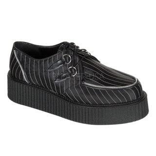 Demonia Unisex 'Creeper-401' Black Pinstripe Lace-up Shoes