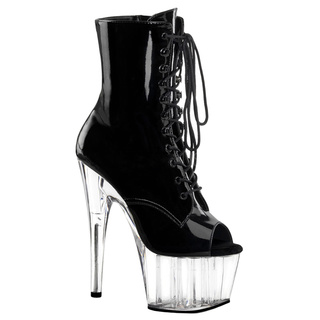 Pleaser Women's 'Adore-1021' Black Patent Tall Stiletto Lace-up Boots