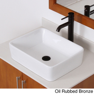 Elite High-temperature Rectangular Ceramic Bathroom Sink and Faucet Combo