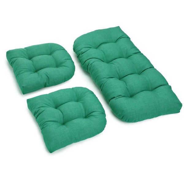 Blazing Needles All-weather Outdoor Patio Chair and Bench Cushion Set (Set of 3)