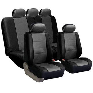 FH Group PU Leather Gray/Black Airbag Compatible Seat Covers