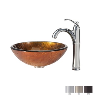KRAUS Triton Glass Vessel Sink in Gold with Riviera Faucet in Chrome