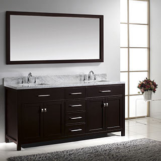 Virtu USA Caroline 72-inch Double White Marble Sink Bathroom Vanity Set