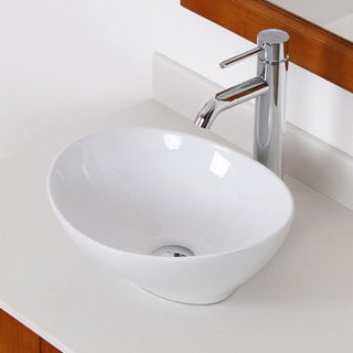 Elite High Temperature Oval Ceramic Bathroom Sink/ Chrome Finish Faucet Combo 8089F371023C