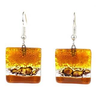 Handcrafted Square Glass Sahara Earring (Chile)