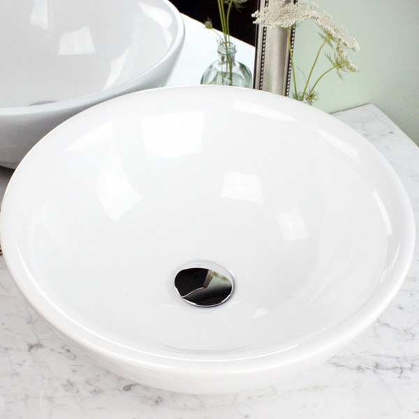Highpoint Collection White 17-inch Round Ceramic Bathroom Vessel Sink