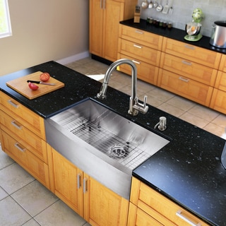 VIGO All in One 36-Inch Farmhouse Stainless Steel Kitchen Sink and Chrome Faucet Set
