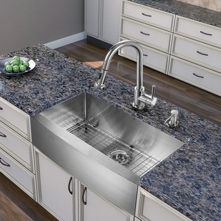 VIGO All in One 30-Inch Farmhouse Stainless Steel Kitchen Sink and Chrome Faucet Set