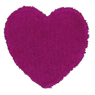 LNR Home Senses Pink Heart Shaped Shag Rug (4' x 4')