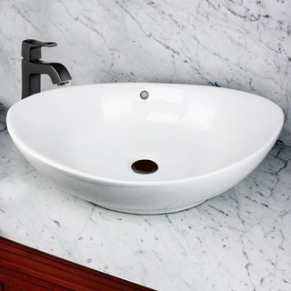 Highpoint Collection 23-inch White Ceramic Oblong Bathroom Vessel Sink
