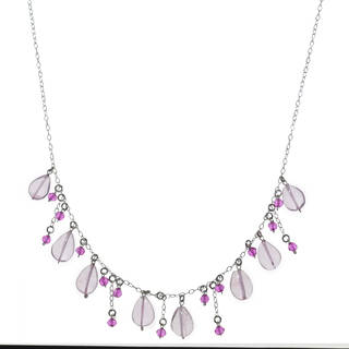 Ashanti Sterling Silver Rose Quartz and Hot Pink Quartz Gemstone Handmade Necklace (Sri Lanka)