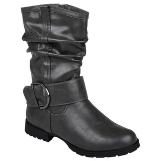 Journee Collection Women's 'Keli' Buckle-Strap Slouch Motorcycle Ankle Boots