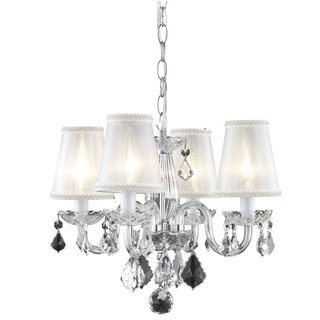 Somette 4-Light Chrome Chandelier with Crystals and Shades