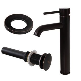 Elite F371023ORB Oil-rubbed Bronze Tall Single Handle Bathroom Vessel Faucet and Pop-up Drain