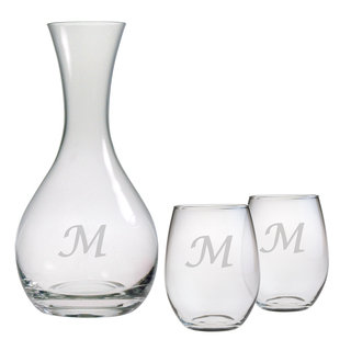 Personalized Carafe and Stemless Wine Glass 3-Piece Set