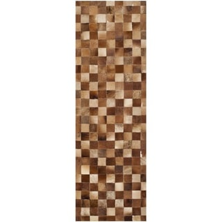 Safavieh Hand-woven Studio Leather Modern Brown/ Light Brown Rug (2'3 x 7')