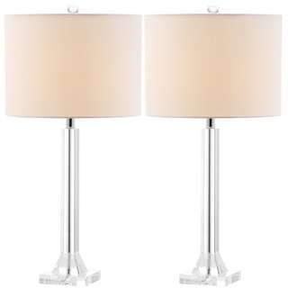 Safavieh Lighting 27-inch Tyrone Cream Shade Crystal Column Table Lamp (Set of 2)