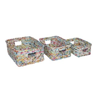 Set of 12 Multicolored Recycle Waste-Bins (China)