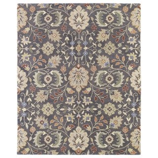 Christopher Kashan Charcoal Traditional Hand-tufted Wool Rug (9' x 12')