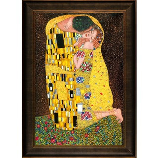 Gustav Klimt 'The Kiss' Hand Painted Framed Canvas Art