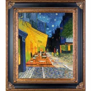 Vincent Van Gogh 'Cafe Terrace at Night' Hand Painted Framed Canvas Art