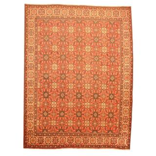 Herat Oriental Antique 1960s Persian Hand-knotted Mahal Red/ Ivory Wool Rug (9'9 x 13')